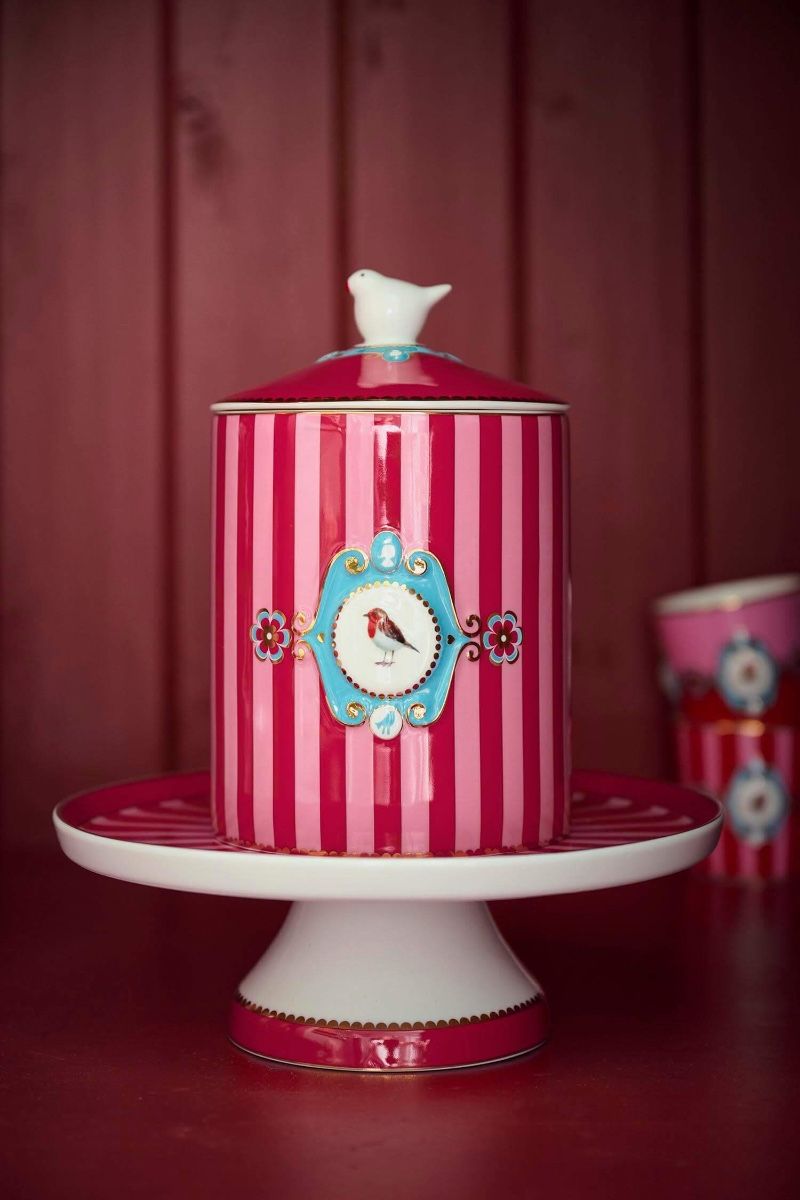 Pip Studio Love Birds Jar, πορσελάνινο δοχείο αποθήκευσης με χρυσές λεπτομέρειε